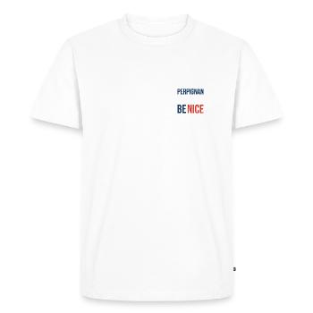 Perpignan Souvenir Perpignan Proverb - Men's Premium Organic T-Shirt - white - Front - Nico (187cm)