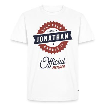 Gardez le calme Jonathan - T-shirt Premium bio Homme - blanc - Devant - Nico (187cm)