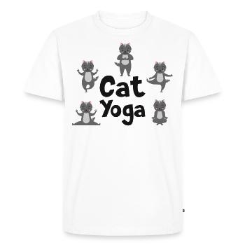 Chemise de yoga Chat Yoga Fitness Sport Gift - T-shirt Premium bio Homme - blanc - Devant - Nico (187cm)