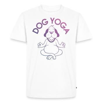 Yoga - Chemise Chien Yoga Fitness Sport Gift - T-shirt Premium bio Homme - blanc - Devant - Nico (187cm)