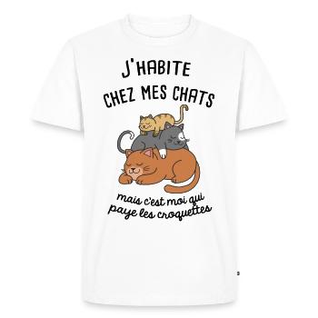 humour chats - T-shirt Premium bio Homme - blanc - Devant - Nico (187cm)
