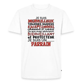 Je suis parrain. Je suis un parrain. Parrain - T-shirt Premium bio Homme - blanc - Devant - Nico (187cm)