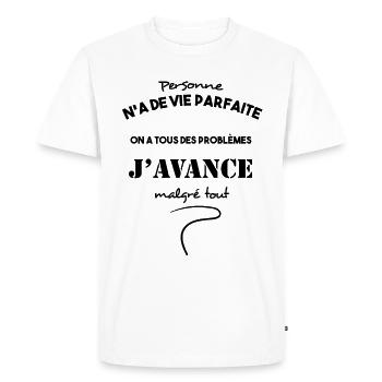 T shirt handicap - T-shirt Premium bio Homme - blanc - Devant - Nico (187cm)