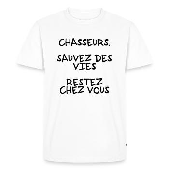 humour anti chasse - T-shirt Premium bio Homme - blanc - Devant - Nico (187cm)