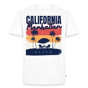 Manhattan Beach Californie Vacances Ocean Palm - T-shirt Premium bio Homme - blanc - Devant - Nico (187cm)