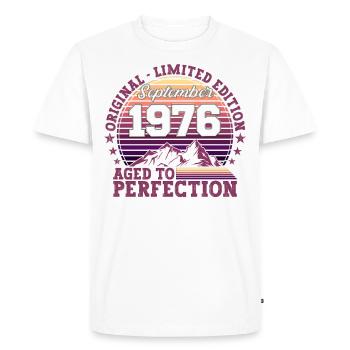 Original September 1976 46th Birthday Gift - Men's Premium Organic T-Shirt - white - Front - Nico (187cm)