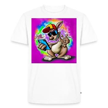 Kangourou fait cadeau à Selfie V3 - T-shirt Premium bio Homme - blanc - Devant - Nico (187cm)