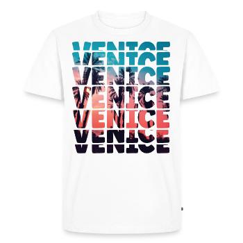 Venice Beach Californie Vacances Ocean Palm Tree - T-shirt Premium bio Homme - blanc - Devant - Nico (187cm)