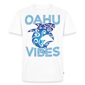 Polynesian Tribal Shark Oahu Hawaii Vibes - Men's Premium Organic T-Shirt - white - Front - Nico (187cm)