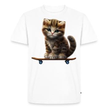 Chaton skateboard - T-shirt Premium bio Homme - blanc - Devant - Nico (187cm)