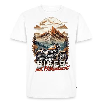 Bikers with delingyptologies Motorcycles Mountains - Men's Premium Organic T-Shirt - white - Front - Nico (187cm)