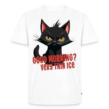 Chat drôle Bonjour mince glace chat en colère amusant - T-shirt Premium bio Homme - blanc - Devant - Nico (187cm)