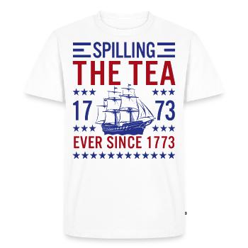 Spilling The Tea Since 1773 Funny US History - Men's Premium Organic T-Shirt - white - Front - Nico (187cm)