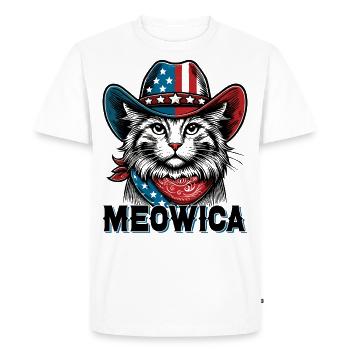 Meowica Funny 4 juillet Amoureux des chats - T-shirt Premium bio Homme - blanc - Devant - Nico (187cm)