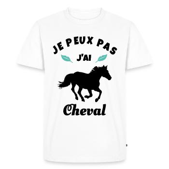 je peux pas j'ai cheval équitation - T-shirt Premium bio Homme - blanc - Devant - Nico (187cm)