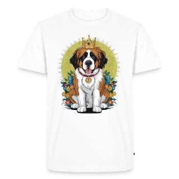 Cute and funny Saint Bernard cartoon dog - Men's Premium Organic T-Shirt - white - Front - Nico (187cm)