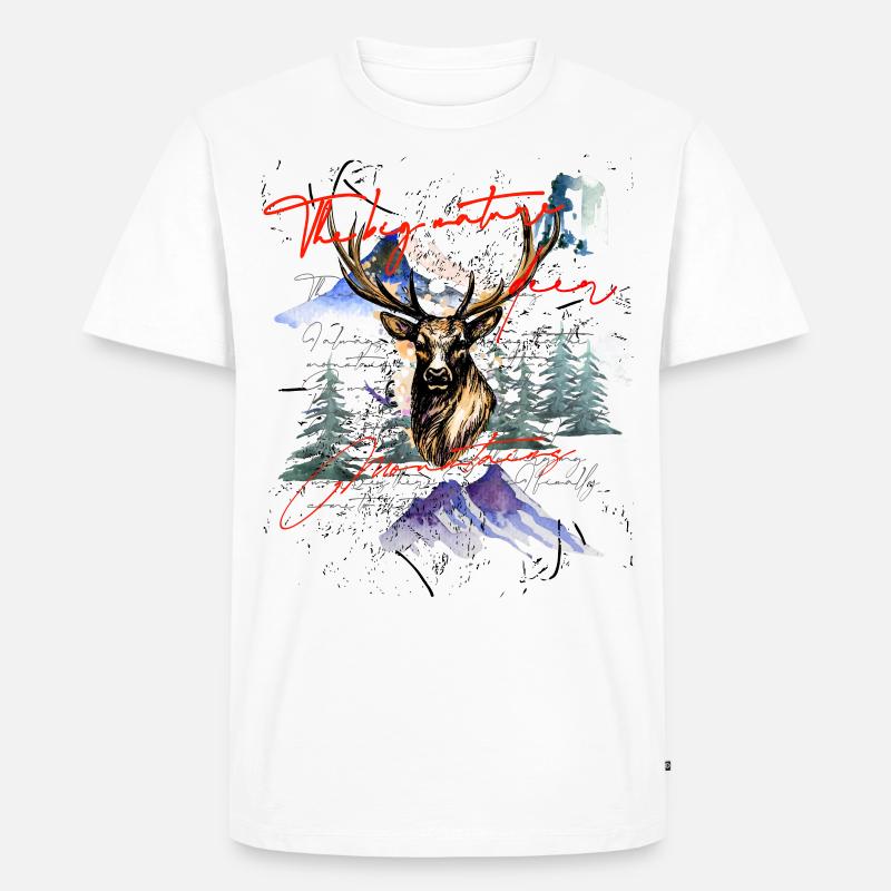 Hirsch Hirschgeweih Berge Geschenkidee - Männer Premium Bio T-Shirt - undefined
