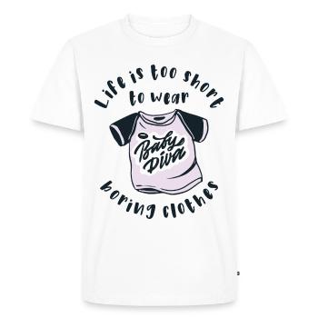 La vie est trop courte pour porter des vêtements ennuyeux - T-shirt Premium bio Homme - blanc - Devant - Nico (187cm)