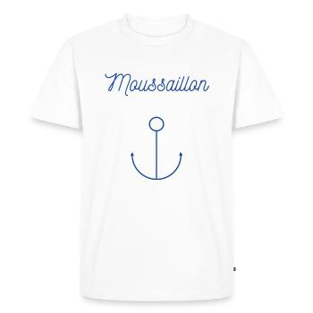 Moussaillon Bleu Marine Ancre Mer - T-shirt Premium bio Homme - blanc - Devant - Nico (187cm)