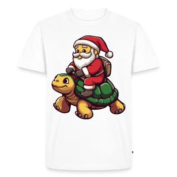 Tortue Père Noël - T-shirt Premium bio Homme - blanc - Devant - Nico (187cm)