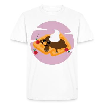 Dessert gaufré Gaufre ironique au chocolat - T-shirt Premium bio Homme - blanc - Devant - Nico (187cm)