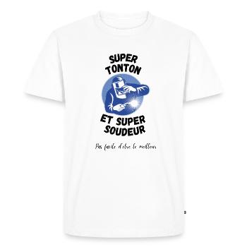 Super tonton super soudeur - T-shirt Premium bio Homme - blanc - Devant - Nico (187cm)