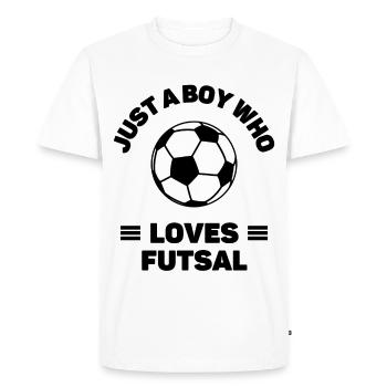 Juste un garçon qui aime le futsal. - T-shirt Premium bio Homme - blanc - Devant - Nico (187cm)