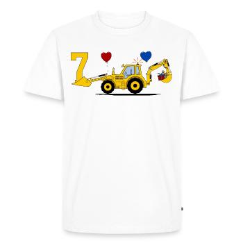 Tracteur excavatrice 7e anniversaire - T-shirt Premium bio Homme - blanc - Devant - Nico (187cm)