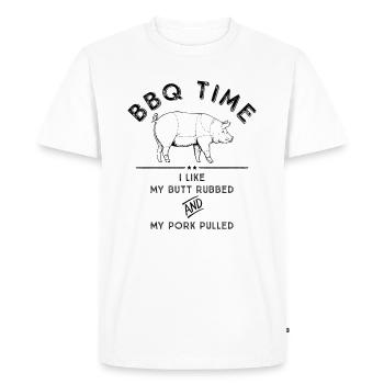 Humorous BBQ Enthusiast - Men's Premium Organic T-Shirt - white - Front - Nico (187cm)