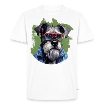 Streetwear Whiskers: style schnauzer miniature - T-shirt Premium bio Homme - blanc - Devant - Nico (187cm)
