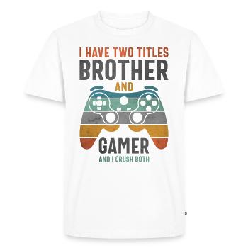 Funny Gamer Design for Boys, Girls, and Gaming Fan - Men's Premium Organic T-Shirt - white - Front - Nico (187cm)