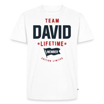 Team David Lifetime Member Funny Name David - Men's Premium Organic T-Shirt - white - Front - Nico (187cm)