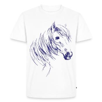 Cheval Equitation Chevaux Sport equestre - T-shirt Premium bio Homme - blanc - Devant - Nico (187cm)