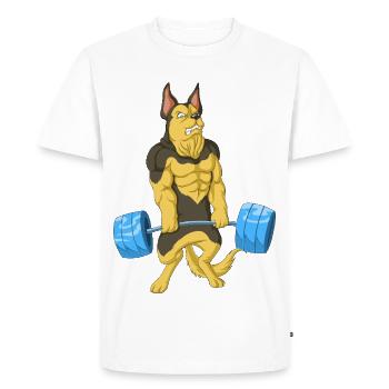 German Shepherd Weightlifting - Men's Premium Organic T-Shirt - white - Front - Nico (187cm)