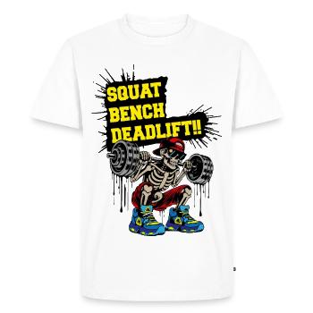 Soulevé de terre SquadBenchLift - T-shirt Premium bio Homme - blanc - Devant - Nico (187cm)