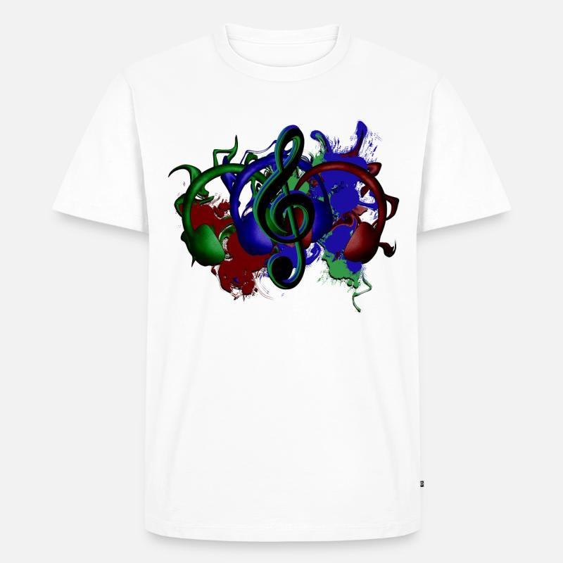 Kopfhörer Notenschlüssel - Männer Premium Bio T-Shirt - Weiß