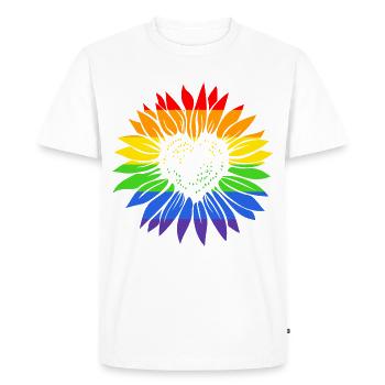 Gay Sunflower - LGBTQ Schwul Sonnenblume - Männer Premium Bio T-Shirt - Weiß - Vorne - Nico (187cm)
