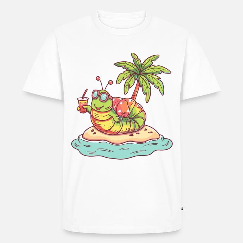 Wurm Sommer Strand Comic - Männer Premium Bio T-Shirt - Weiß