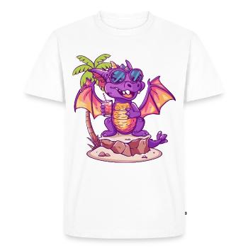 Dragon Summer Beach Comic - Men's Premium Organic T-Shirt - white - Front - Nico (187cm)