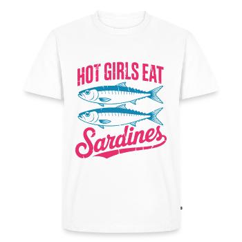 Sardine de poisson en conserve - T-shirt Premium bio Homme - blanc - Devant - Nico (187cm)
