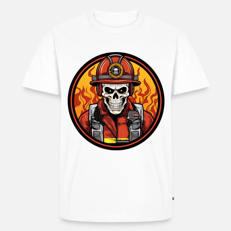 Skelett Feuerwehr - Männer Premium Bio T-Shirt - Weiß