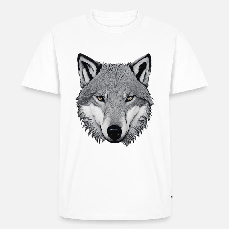 Wolf - Männer Premium Bio T-Shirt - Weiß