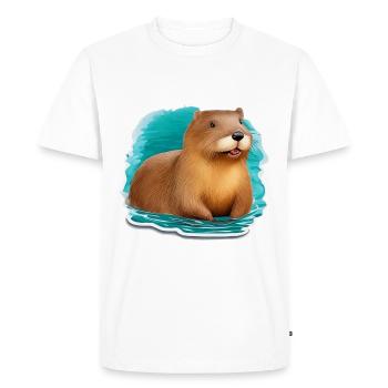 Beaver cute - Men's Premium Organic T-Shirt - white - Front - Nico (187cm)