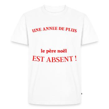 Père Noel 2023,Bonne année - T-shirt Premium bio Homme - blanc - Devant - Nico (187cm)