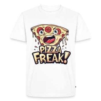 PIZZA FREAK FAST-FOOD AMATEUR VISAGE DRÔLE - T-shirt Premium bio Homme - blanc - Devant - Nico (187cm)