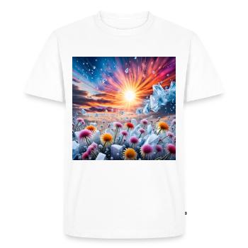 Flower Sunset - Men's Premium Organic T-Shirt - white - Front - Nico (187cm)