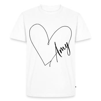 Amy Name Heart Line - Men's Premium Organic T-Shirt - white - Front - Nico (187cm)