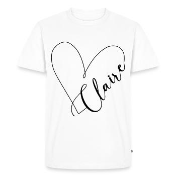 Claire Nom Ligne de Coeur - T-shirt Premium bio Homme - blanc - Devant - Nico (187cm)