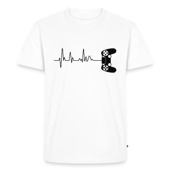PS Controller Heartbeat Gaming Shirt - Männer Premium Bio T-Shirt - Weiß - Vorne - Nico (187cm)