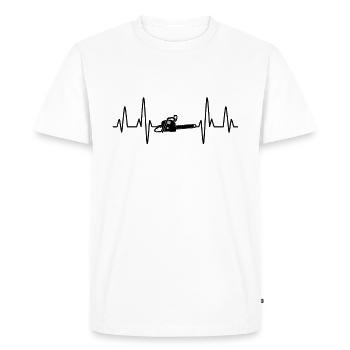 Tronçonneuse tronçonneuse Battement de coeur - T-shirt Premium bio Homme - blanc - Devant - Nico (187cm)